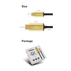 Cavo HDMI USB C da Tipo-C a HDMI - Thunderbolt 3 - convertitore - adattatore - 4K 60Hz - per MacBook / Huawei Mate 30 40 Pro