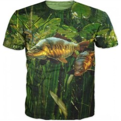 T-shirt da pesca trendy - manica corta - con stampa pesce - unisex