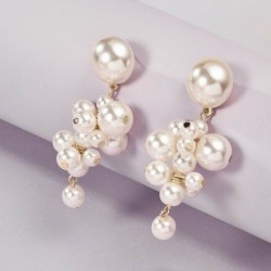 Elegant strands pearl drop earrings