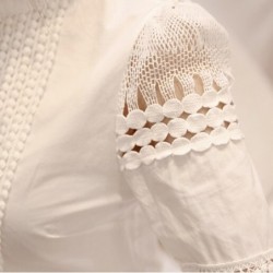 Elegante camicetta bianca a maniche lunghe - pizzo scavato