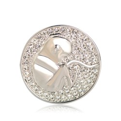 Round midwife's brooch - with crystals - coin shaped - unborn babyBrooches