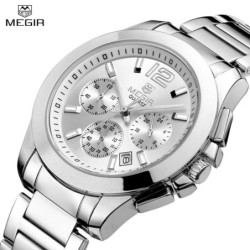 MEGIR - orologio al quarzo alla moda - cronografo - impermeabile - acciaio inossidabile