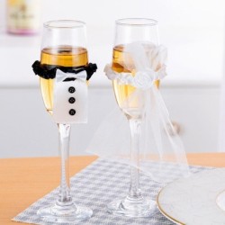 Decorazione per la tavola di nozze - copri bicchiere di vino - costume da sposa/sposo