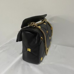 Lussuosa borsa - con rivetti / tracolla a catena / maniglia - vera pelle