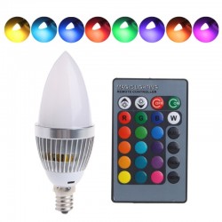 E12 E14 3W RGB LED 15 - Lampadina a lume di candela con telecomando - cambia colore