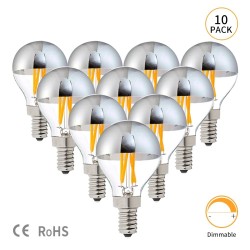 Lampadina LED - G45 globo a specchio argento - dimmerabile - bianco caldo - 4W - E12 - E14 - E26 - E27 - 10 pezzi