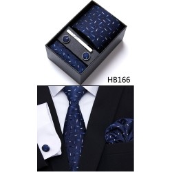 Parure elegante in seta - cravatta - fazzoletto - gemelli - fermacravatta