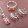 Elegante parure di gioielli - con zirconi rossi - collana - orecchini - anello