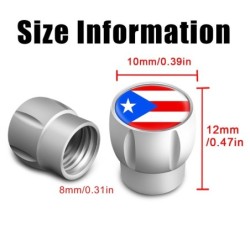 Bandiera Porto Rico - tappi valvole pneumatici - universali - alluminio - 4 pezzi