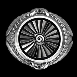 Anello d'argento vintage - anello con sigillo - stile punk - turbina in metallo - argento sterling 925