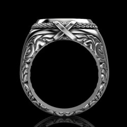 Anello d'argento vintage - anello con sigillo - stile punk - turbina in metallo - argento sterling 925