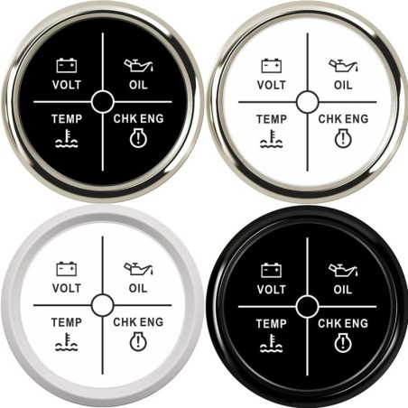 Indicatore di allarme universale - Volt - pressione olio - temperatura acqua - CHK ENG - 4 LED - 52mm 9~32 V