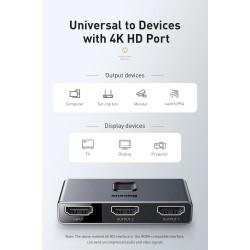 Baseus - Switch 4K HD - Adattatore compatibile con HDMI