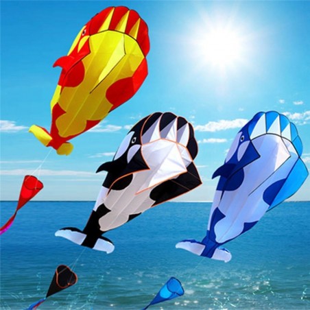 Giant wale - dolphin - frameless - beach kite con linea - 2 metri