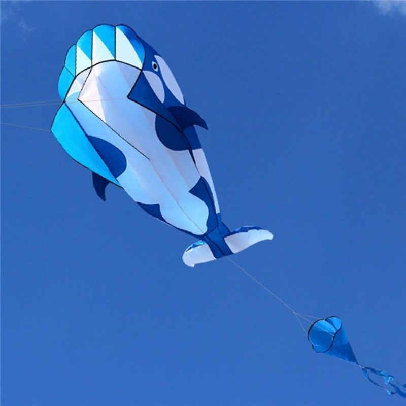 Giant wale - dolphin - frameless - beach kite con linea - 2 metri