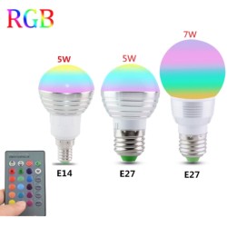 Lampadina magica LED RGB - 16 colori cangianti - con telecomando IR - E27 - 5W - 7W