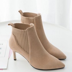 Heeled ankle boots - elastic slip on shoes - pointed toeBoots