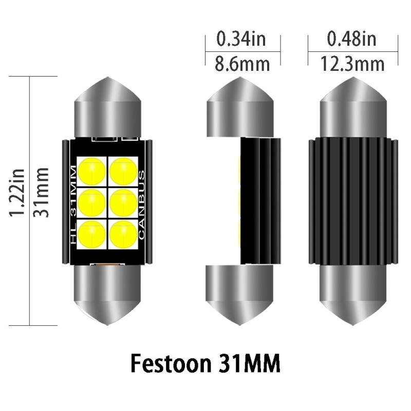 3030 FESTOON - C5W - CANBUS - Lampadina LED - 31mm - 36mm - 39mm - 41mm - impermeabile