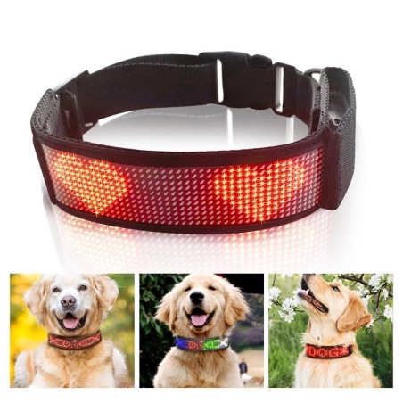 Collare per cani/gatti - LED - Bluetooth - luce a scorrimento interattiva digitale