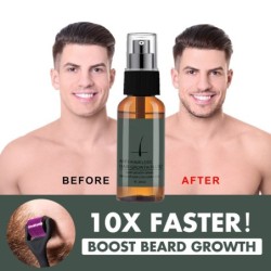 Essenza per la crescita della barba/capelli - spray - con massaggiatore a rullini - anticaduta