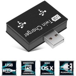 Caricatore da USB 2.0 a 2 porte - Adattatore HUB