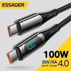 Essager - Cavo da USB tipo C a USB C - Ricarica rapida PD - con display digitale - 100W / 5A
