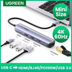 Adattatore da USB-C a HDMI - RJ45 - USB 3.0 - PD - HUB - multifunzione