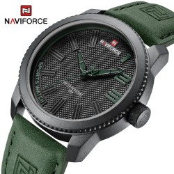 NAVIFORCE - orologio sportivo militare - quarzo - impermeabile - cinturino in pelle - verde