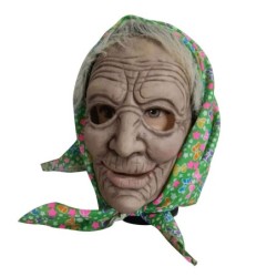 Maschera integrale di Halloween - spaventosa nonna con cappuccio