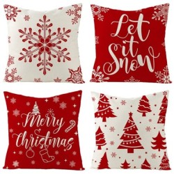 Fodera per cuscino decorativo natalizio - rosso con stampa - 50 * 50 cm