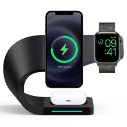 Caricabatterie wireless magnetico 3 in 1 - supporto di ricarica rapida - per iPhone - AirPods - Apple Watch