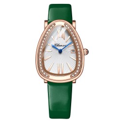 CHENXI - elegante orologio al quarzo con strass - impermeabile - cinturino in pelle - verde