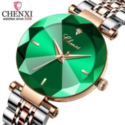 CHENXI - orologio al quarzo di lusso - oro rosa - acciaio inossidabile - impermeabile - verde