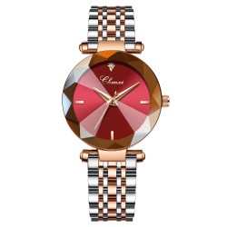 CHENXI - orologio al quarzo di lusso - oro rosa - acciaio inossidabile - impermeabile - rosso