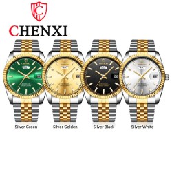 CHENXI - orologio al quarzo di lusso - cronografo - doppio calendario - impermeabile - acciaio inossidabile
