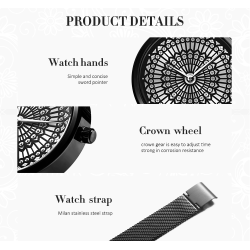 SHENGKE - orologio al quarzo di lusso - impermeabile - cinturino in maglia d'acciaio