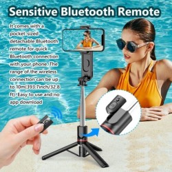 L15 - selfie stick - mini treppiede pieghevole - con luce di riempimento - Bluetooth - otturatore remoto