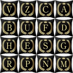 Fodera per cuscino decorativa nera - lettere dell'alfabeto dorate - 45 * 45 cm