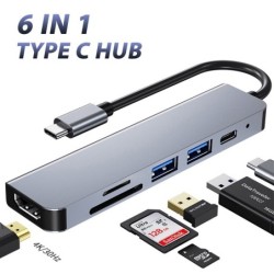HUB 6 in 1 - tipo C - USB 3.0 - compatibile HDMI - splitter - adattatore
