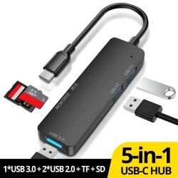 HUB 5 in 1 - USB 3.0 - tipo C - TF - SD - adattatore - splitter