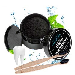 Carbone naturale per sbiancamento dei denti attivato - polvere / spazzolino da denti