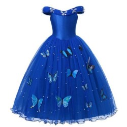 Vestito blu da principessa farfalle - costume da bambina
