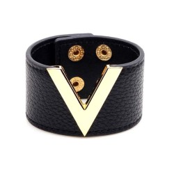 Retro punk style - V letter - leather braceletBracelets