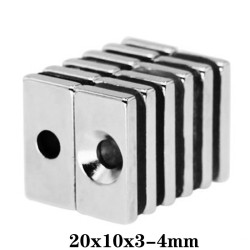 N35 - magnete al neodimio - blocco forte - 20mm * 10mm * 3mm - con foro da 4 mm