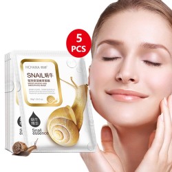 Maschera viso all'essenza di lumaca - idratante - controllo dell'olio - trattamento dell'acne - 5 pezzi
