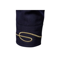 Camicia asimmetrica a maniche lunghe - ricamo dorato decorativo