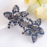 Elegante fermaglio per capelli - doppi fiori in cristallo blu