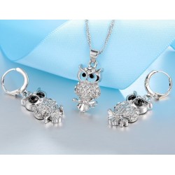 Set di gioielli in argento con gufi - collana / orecchini