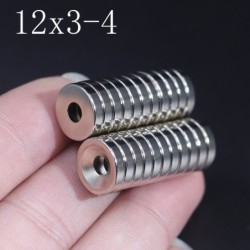 N35 - magnete al neodimio - forte disco rotondo - 12 mm * 3 mm - con foro da 4 mm