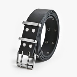 Cintura in pelle stile punk - doppi anelli in metallo